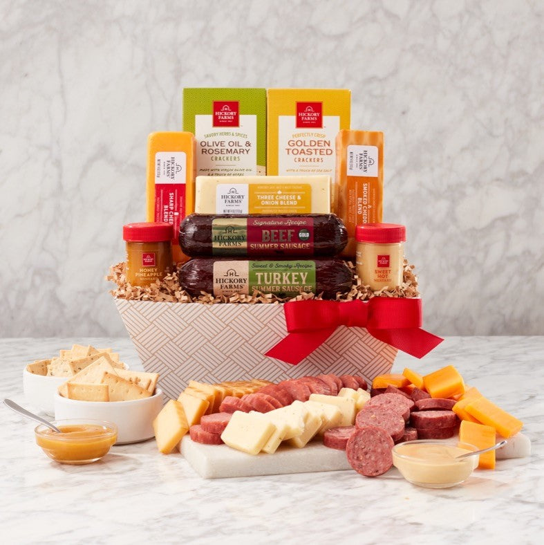 Signature Flavors: Gourmet Meat & Cheese Gift Basket - GreatArrivals