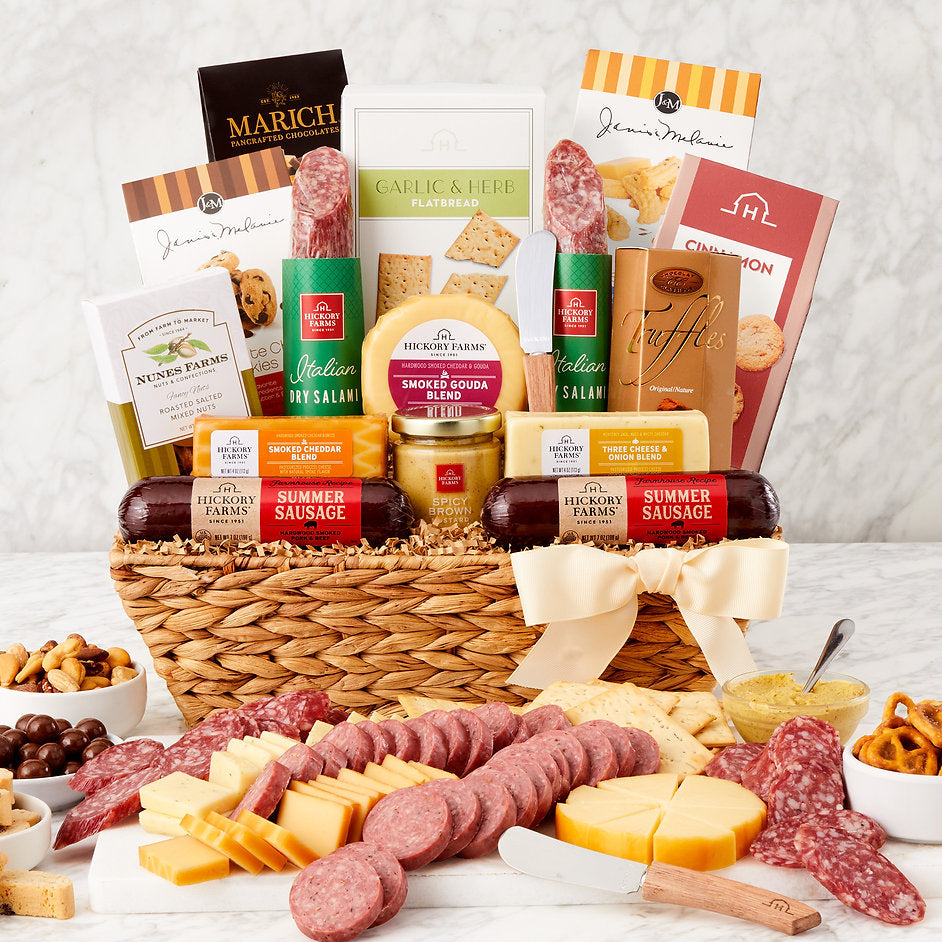 Deluxe Charcuterie: Meat & Cheese Snack Gift Basket - GreatArrivals