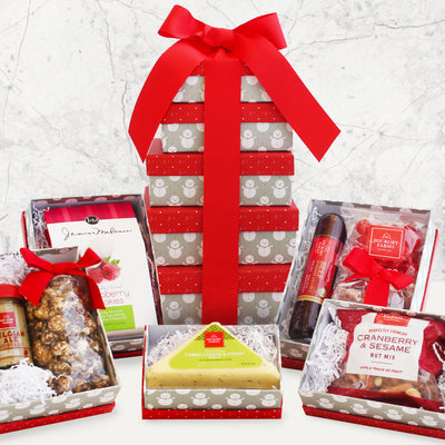 Snowflake Delights: Holiday Meat & Cheese Gift Tower - GreatArrivals