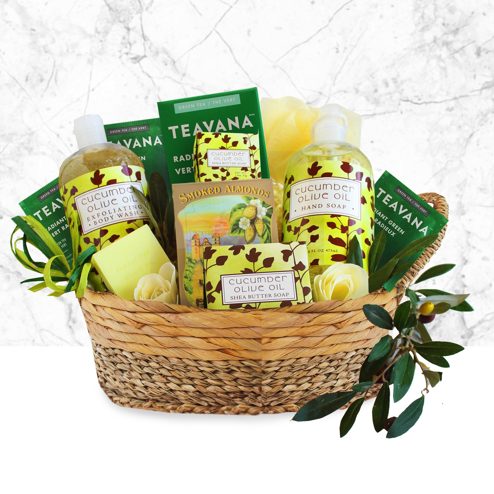 Spa Retreat: Natural Cucumber & Olive Oil Spa Gift Basket - GreatArrivals