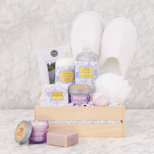 Spa Getaway: Lavender Chamomile Spa Gift Basket - GreatArrivals