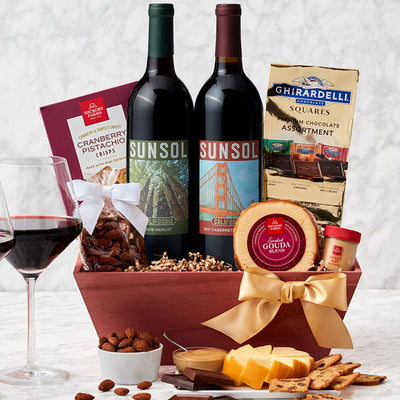Napa Valley Charm Duet: Red Wine Gift Basket - GreatArrivals