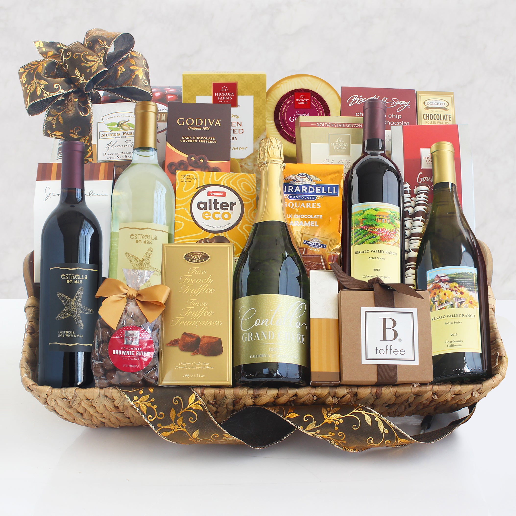 Magnificent Grandeur Collection: Premium Wine Gift Basket - GreatArrivals