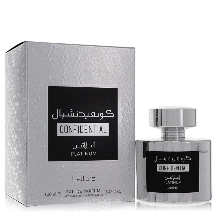Lattafaa Confidential Platinum by Lattafaa Eau De Parfum Spray (Unisex) 3.4 oz