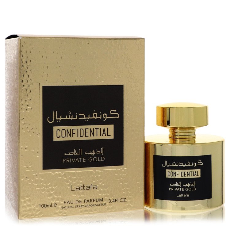 Lattafaa Confidential Private Gold by Lattafaa Eau De Parfum Spray (Unisex) 3.4 oz