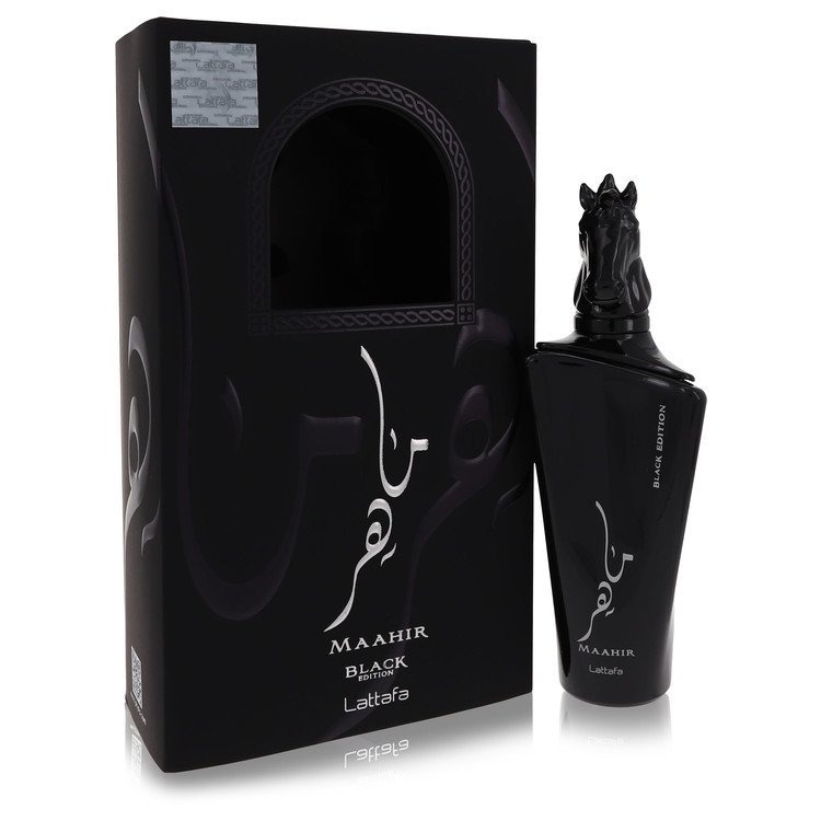 Maahir Black Edition by Lattafaa Eau De Parfum Spray (Unisex) 3.4 oz