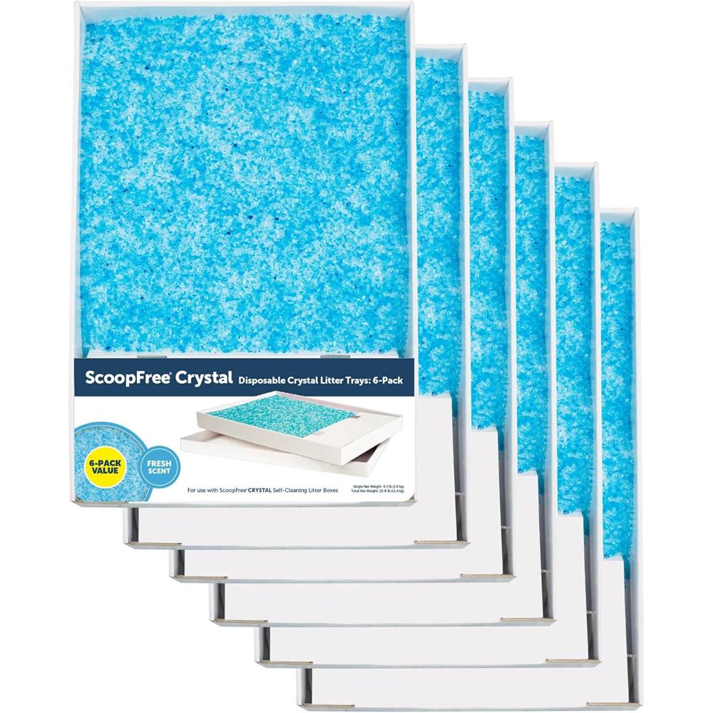 ScoopFree Crystal Disposable Litter Tray, Fresh Scent, 6-Pack