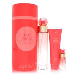Perry Ellis 360 Coral Gift Set By Perry Ellis - Gift Set - 3.4 oz Eau de Parfum Spray + .25 oz Mini EDP Spray + 3 oz Shower Gel - Perry Ellis