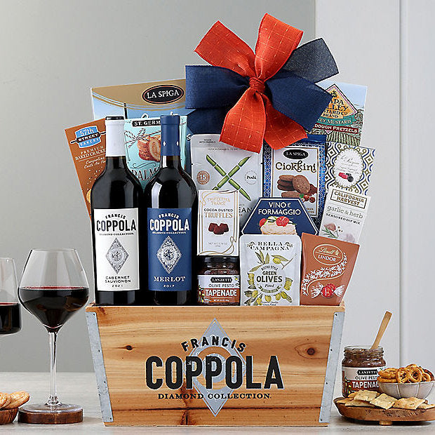 Coppola Diamond Red Duet: Wine Gift Basket - GreatArrivals