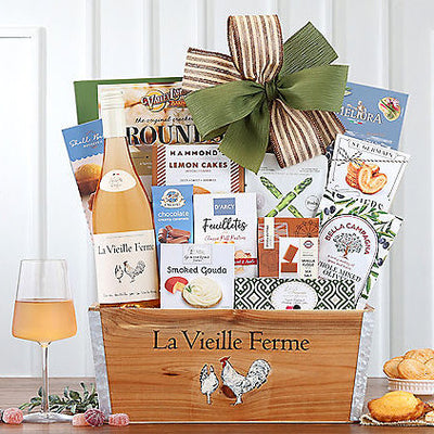 La Vieille Ferme French Rose: Gourmet Wine Basket - GreatArrivals
