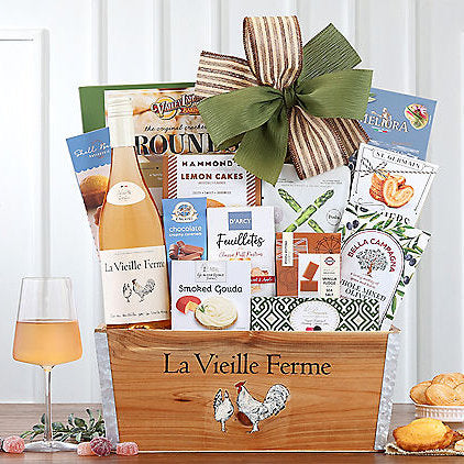 La Vieille Ferme French Rose: Gourmet Wine Basket - GreatArrivals