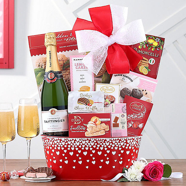 Taittinger Brut La Francaise: Valentine's Day Champagne Gift Basket - GreatArrivals