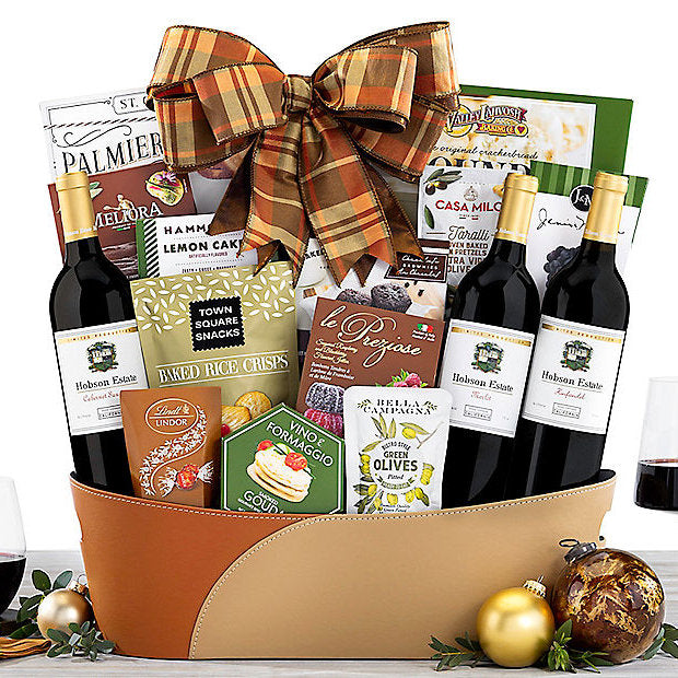Hobson Red Trio: Gourmet Wine Basket - GreatArrivals