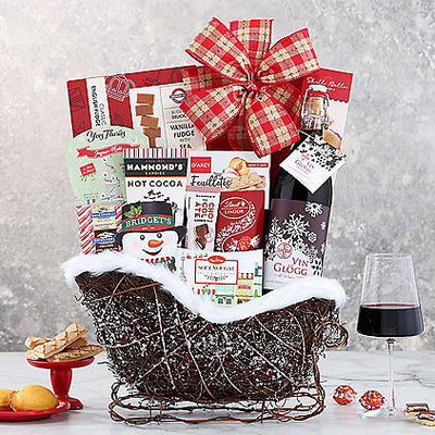 Vin Glogg Winter Wine Sleigh: Gourmet Wine Basket - GreatArrivals