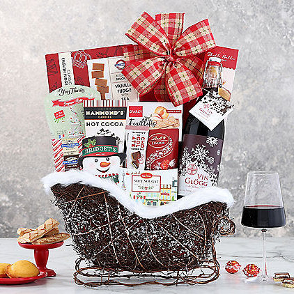 Vin Glogg Winter Wine Sleigh: Gourmet Wine Basket - GreatArrivals
