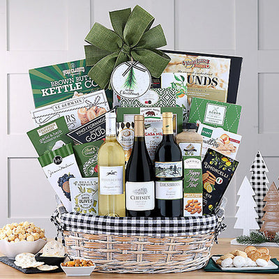 Merry Christmas Trio: Wine Gift Basket - GreatArrivals