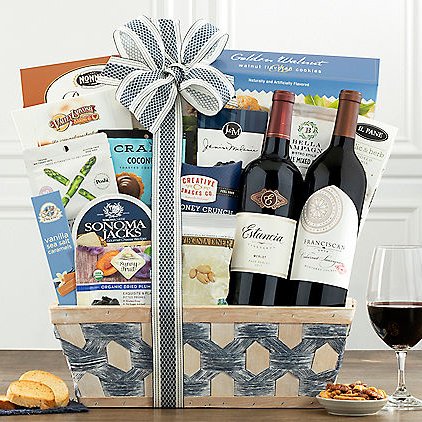 California Premium Red Duet: Gourmet Wine Gift Basket - GreatArrivals