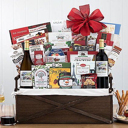 Rock Falls Red & White Duet: Wine Gift Basket - GreatArrivals