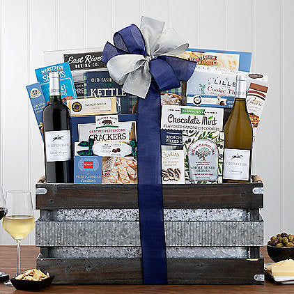 Steeplechase Red and White Duet: Gourmet Wine Basket - GreatArrivals