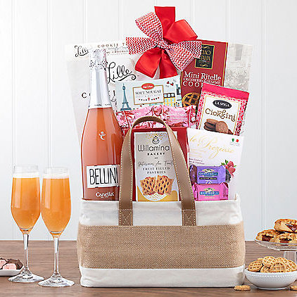 Bellini & Bites: Sparkling Wine Gift Basket - GreatArrivals