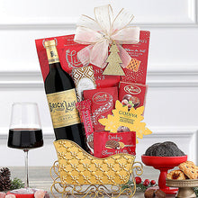 Brick Lane Merlot: Holiday Wine Sleigh Basket - GreatArrivals