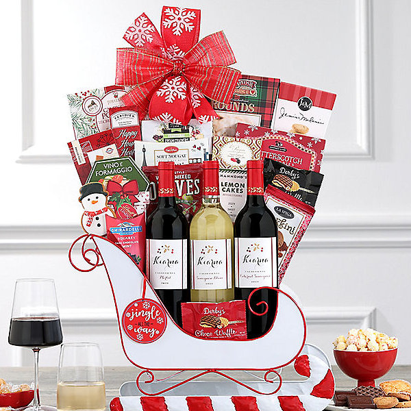 Kiarna Holiday Trio: Wine Sleigh Basket - GreatArrivals