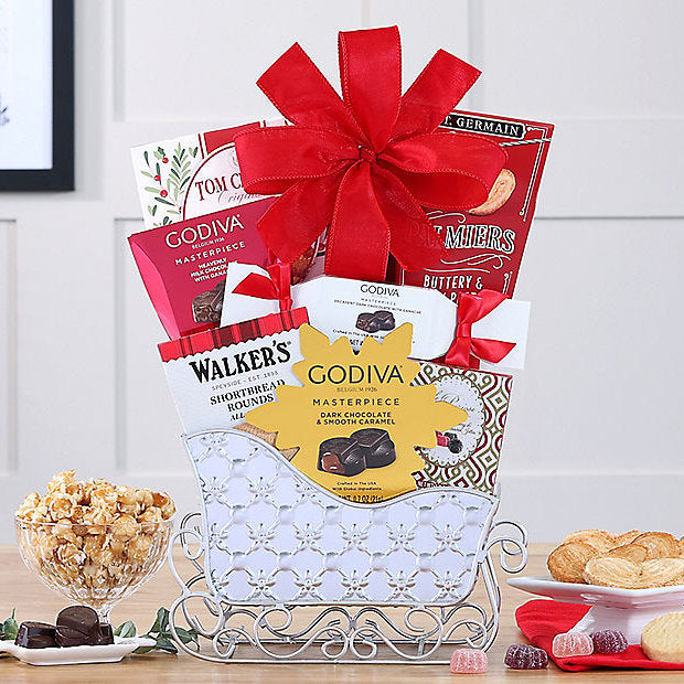Godiva Truffle & Cocoa: Holiday Sleigh Gift Basket - GreatArrivals