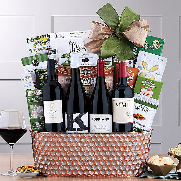 Grand Indulgence: Red Wine Gift Basket - GreatArrivals