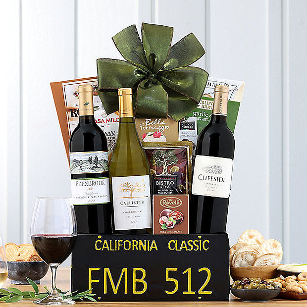 California Classic Trio: Wine Gift Basket - GreatArrivals