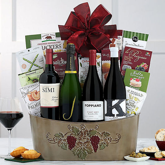 Vineyard Collection: Red & White Gift Basket - GreatArrivals