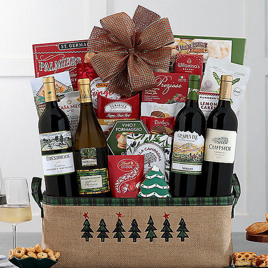 Holiday Bliss: Gourmet Wine Gift Basket - GreatArrivals