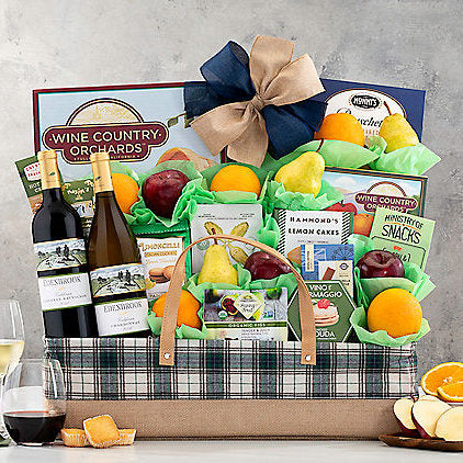 Edenbrook Vineyards Gourmet: Wine & Fruit Gift Basket - GreatArrivals