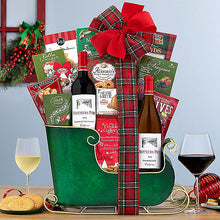 Vintners Path Duet: Holiday Sleigh Wine Basket - GreatArrivals