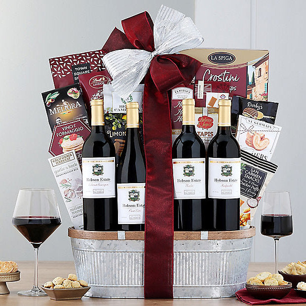 Hobson Estate Red Quartet: Gourmet Wine Basket - GreatArrivals