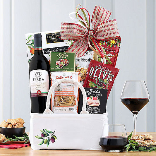 Viti Della Terra Sangiovese: Red Wine Gift Basket - GreatArrivals