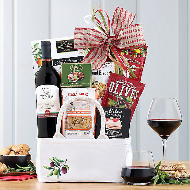 Viti Della Terra Sangiovese: Red Wine Gift Basket - GreatArrivals