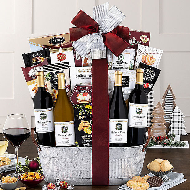 Hobson Estate Quartet: Gourmet Wine Basket - GreatArrivals
