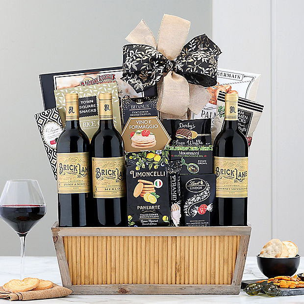 Brick Lane Red Trio: Wine Gift Basket - GreatArrivals