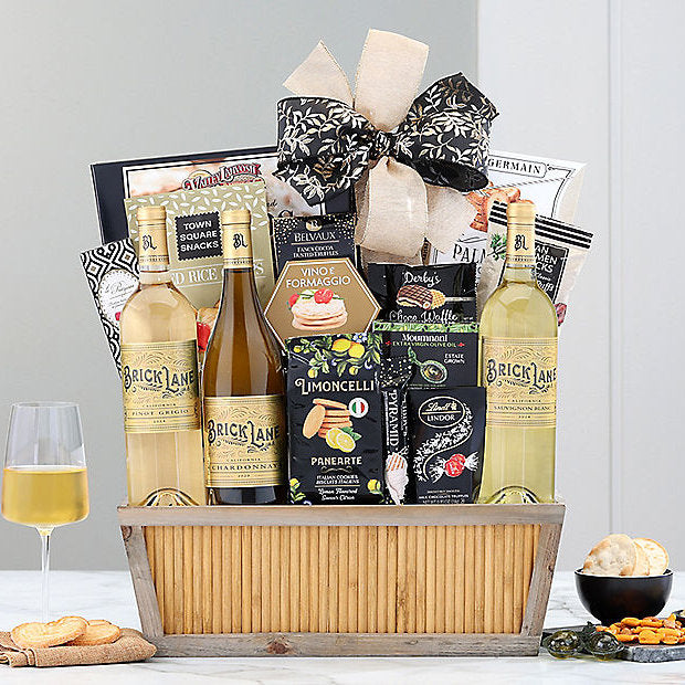 Brick Lane White Wine Trio: Wine Gift Basket - GreatArrivals