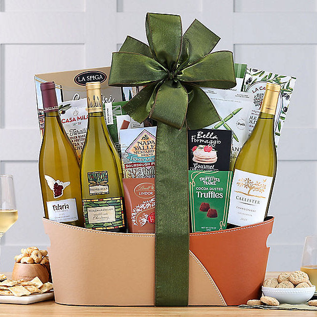 Chardonnay Trio: Gourmet Wine Basket - GreatArrivals