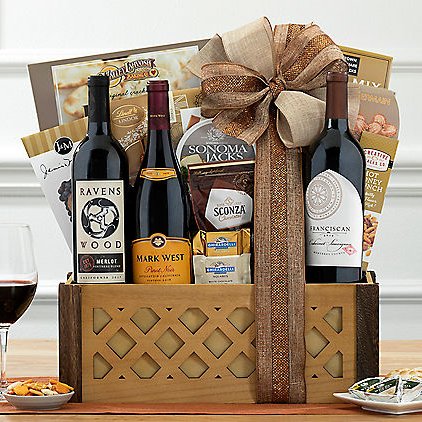 California Red Wine Trio: Gourmet Gift Basket - GreatArrivals