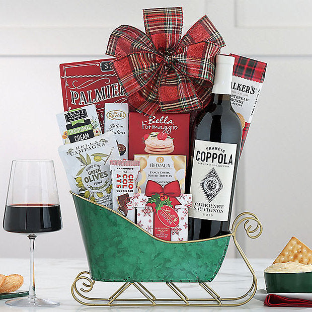 Francis Ford Coppola Cabernet: Holiday Wine Sleigh Basket by GreatArrivals