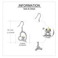 Sterling Silver Heart Crown Frog Dangle Drop Earrings for Women Mom