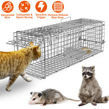 Cat Trap Cage Catch Release Live Animal Rodent Cage Foldable Galvanized Wire - 5 - CJ