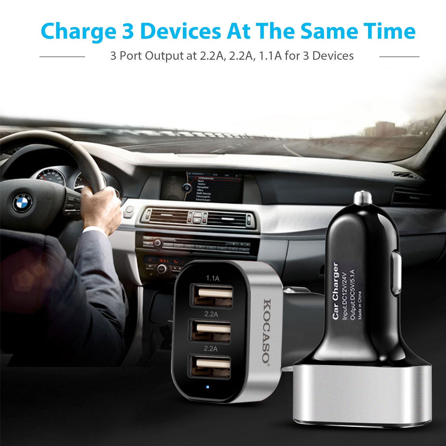 1Pc 3Port USB Car Charger  30W 5.5A For IOS Phone 16 15 14 And More - 5 - CJ