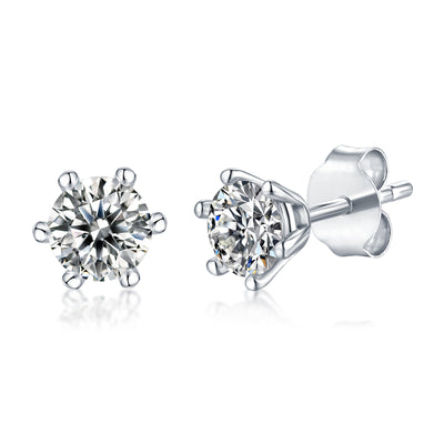 1Classic Six - prong Moissanite Silver Earrings Luxury Fashion Diamond Stud Earrings Prohibit TikTok sales - 5 - CJ