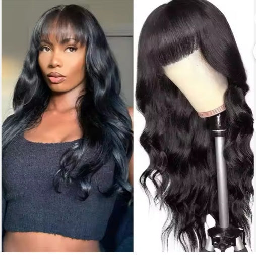 Pre Everything Glueless 13x5 Body Wave Lace Front Wig With Bangs Hd Pre Cut Lace Human Hair Wig For Black Women - 5 - CJ