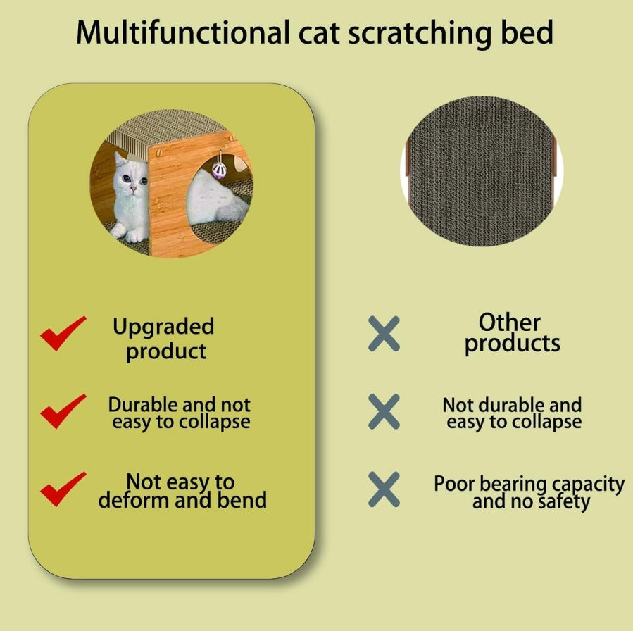 MUlti - Hole Fun Cat Tunnel With Scratching Board And Game Pom Pom Cat Tunnel House, Interactive Cat Scratching House, Self - improvement Drilling Hole Teaser, Must - have For Multi - Cat Families - 5 - CJ