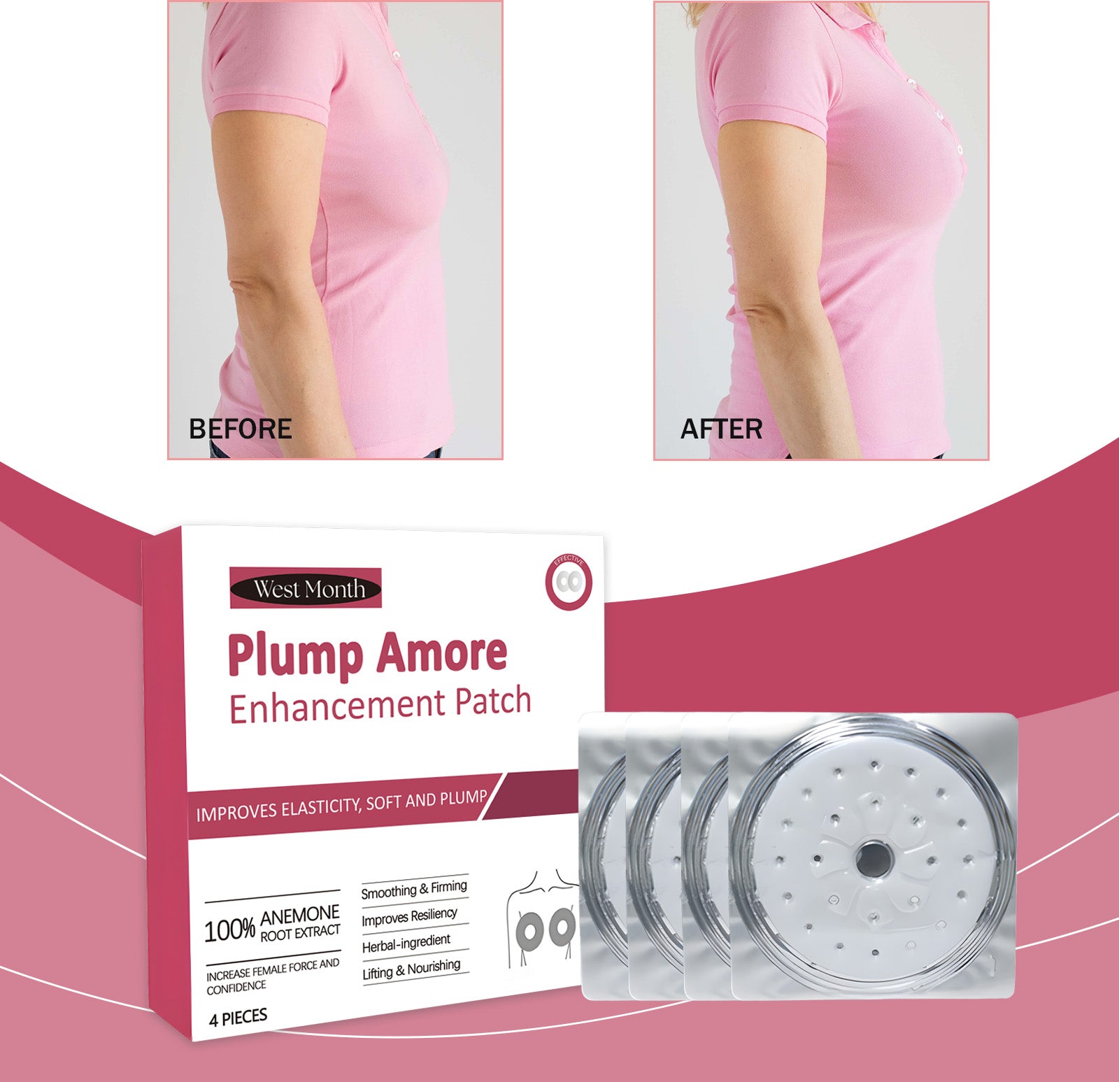 West&Month Women's Chest Patch, Support Chest Gentle Nourish Chest Invisible Breathable Round Thin - 5 - CJ
