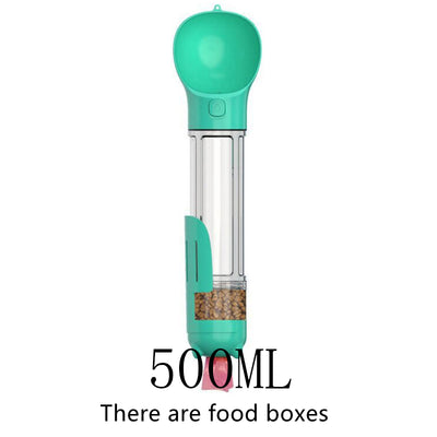 Pet Multi - functional Water Bottle - 0 - CJ - 500ML with food box Blue - CJJJCWGY02802 - 500ML with food box Blue